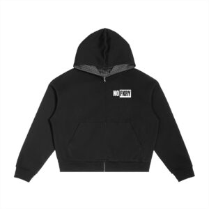 NO FKRY 4 Elements - Contrast Plaid Boxy Zip Hoodie
